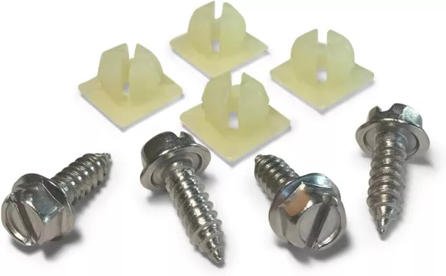 License Plate Screw Kit - Stainless, OEM Style Fasteners with Nylon Screw Retain