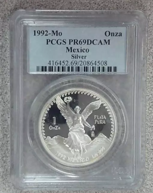 1992-Mo Mexico Libertad Onza PCGS Certified PR69DCAM Proof Silver