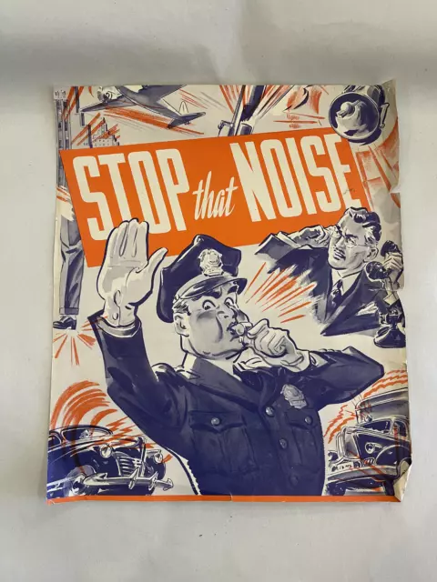 Vintage 1941 Stop That Noise Poster Noise Abatement Week New York 11"x12.75"