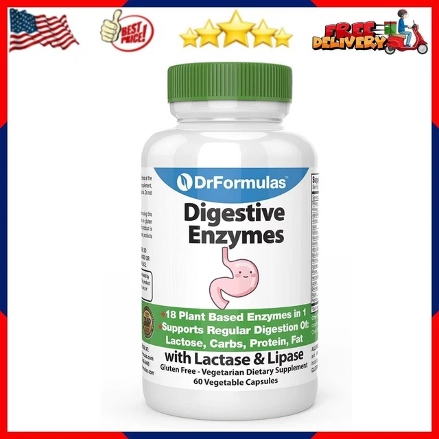 DrFormulas Digestive Enzymes for Bloating Relief, Digestion Support, 60 Capsules