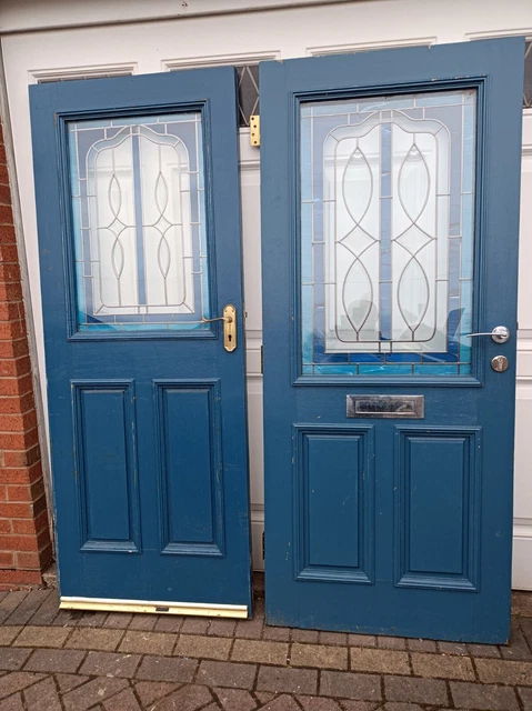PERIOD ANTIQUE FRONT DOOR 1930s Victorian renovation stained glass 30x76