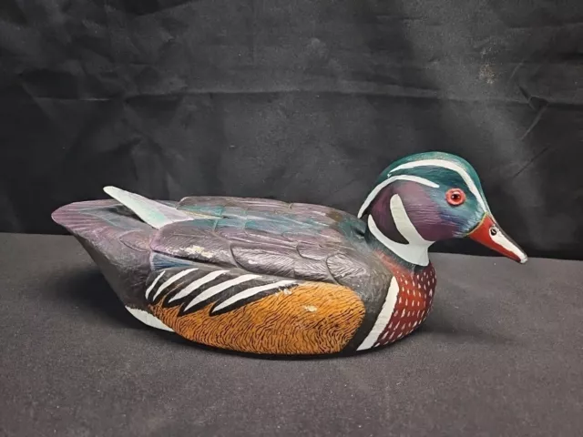 Vintage Folk Art Hand Carved & Hand Painted Wooden Wood Duck Decoy