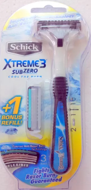 Schick Xtreme3 SubZero Razor with 2 free Cartridges +1 free Razor Shower Hanger