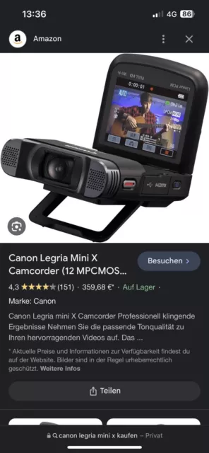 Canon Legria Mini X  vlogger cam * super Zustand*