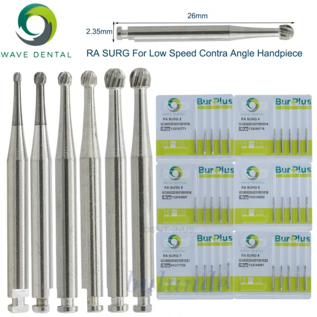 5pc Wave Dental Tungsten Carbide Surgical Burs Round 26mm RA SURG2 4 5 6 8#Prima