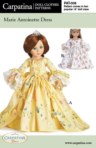 Marie Antoinette Dress Printed Pattern for 18" American Girl & Carpatina Dolls
