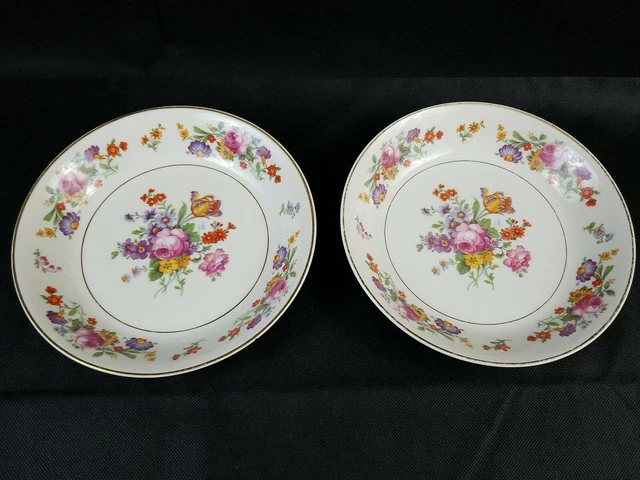 Old Ivory Syracuse China OPCO Sharon Salad Bowls 7 1/2" Lot of 2 Vintage USA