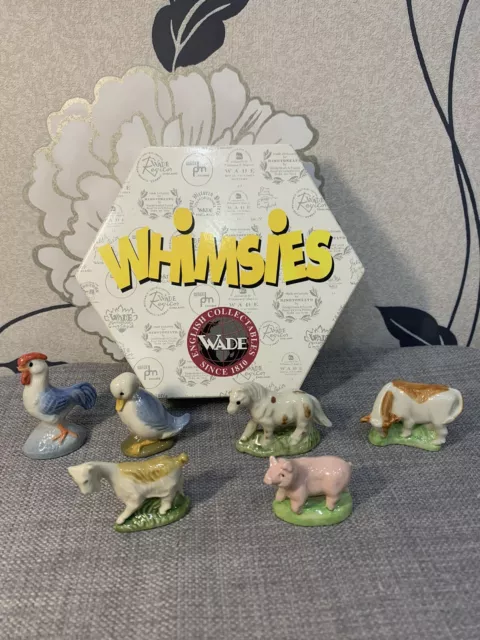 Wade Whimsies Farmyard Hexagonal Box 6 Pieces Great Condition Set 5