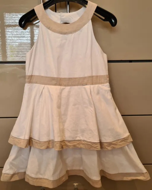 Mayoral white linen and cotton dress age 5, great condition