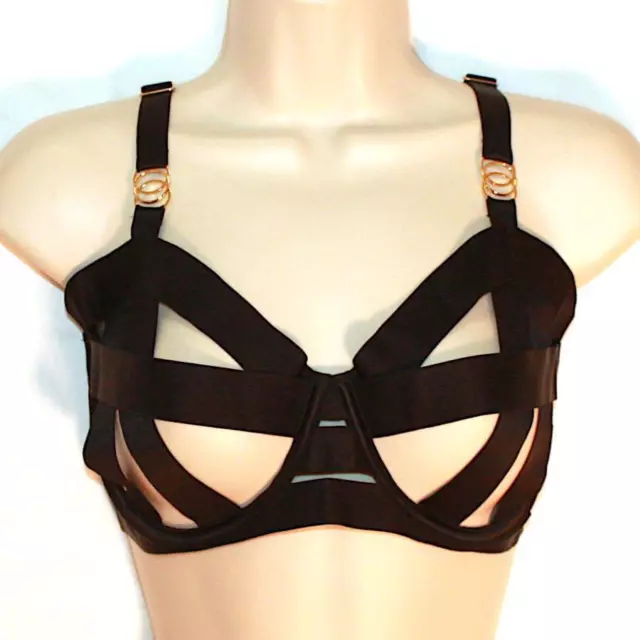 Victoria's Secret Luxe Lingerie Quarter Cup Strappy Ring Bra Ringmaster  CHEEKY