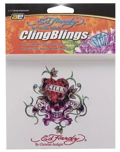 ClingBlings Ed Hardy by Christian Audigier Kill Love Heart Skulls Crossbones-New