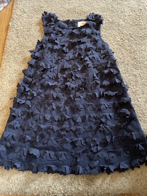 Rocha John Rocha RJR Debenhams Navy Blue 3D Flower Lined Party Dress 5-6 Yrs