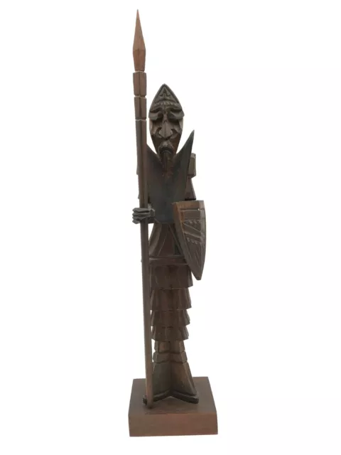Vintage Wood Carved Don Quixote Figure Spanish Knight Statue 14"