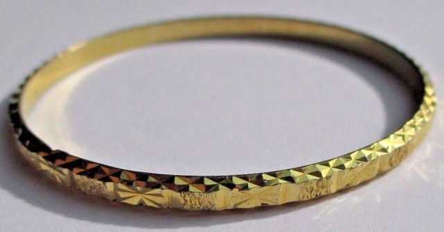 Bracelet Rigide Doré Signé Monet - Décor Gravé Relief - Bijou Vintage Années 80/90 *4427