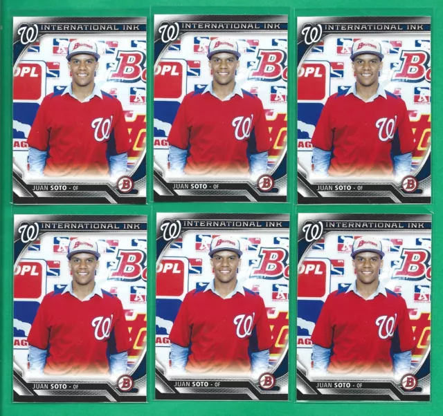 Lot of Six 2016 Bowman JUAN SOTO 1st Rookie Cards #II-JS RCs NEW YORK YANKEES $$