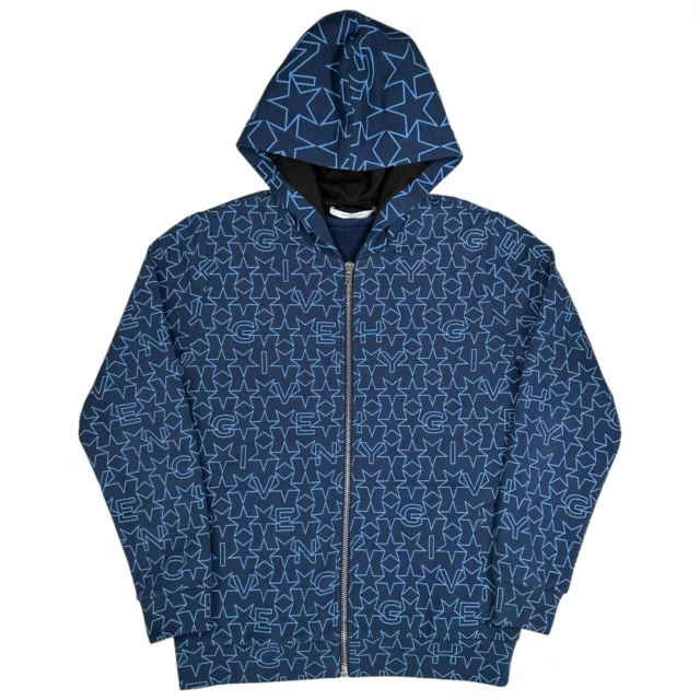 Givenchy Size S Jacket Oversized Blue/Navy Stars Repeat Logo Graphic Hoodie