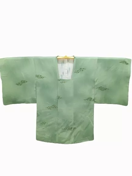 Japanese Kimono Silk Haori Coat Jacket Michiyuki Green Abstract Vintage
