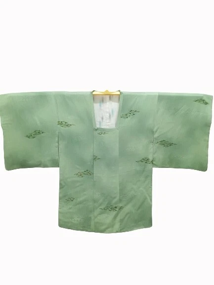 Japanese Kimono Silk Haori Coat Jacket Michiyuki Green Abstract Vintage