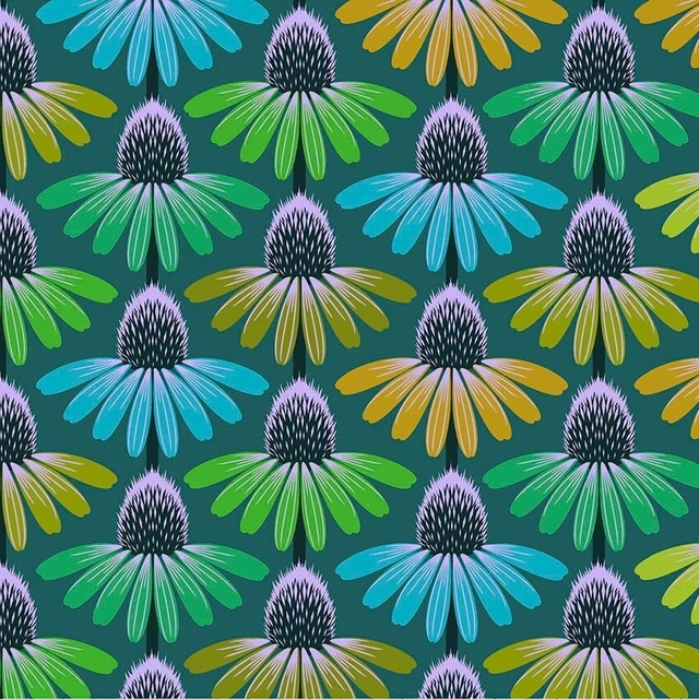 Hindsight Echinacea Glow in Algae by Anna Maria Horner , cotton fabric