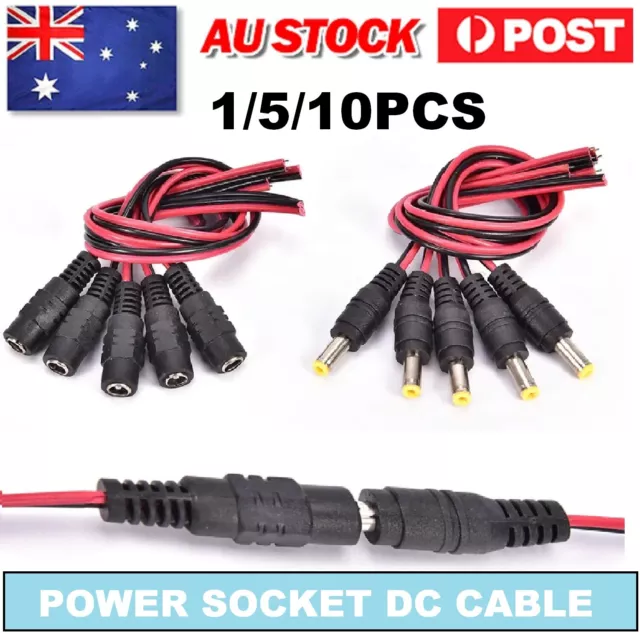 12V DC Cable Power Socket Jack-Plug Connector Male And Female Lead Cord CCTV AU