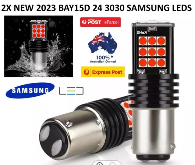 2X New Bay15D 1157 P21/5W Red 24 Samsung Led Brake Stop Tail Light Bulb Globe