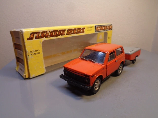 VINTAGE RUSSIAN MADE Lada 2121 Niva &Trailer Made In Ussr 1/43 Very ...