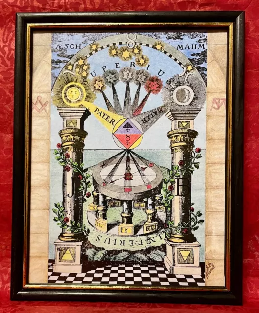 Compass Of The Wise Hermetic & Masonic Print * Hand-Colored, Augmented & Framed