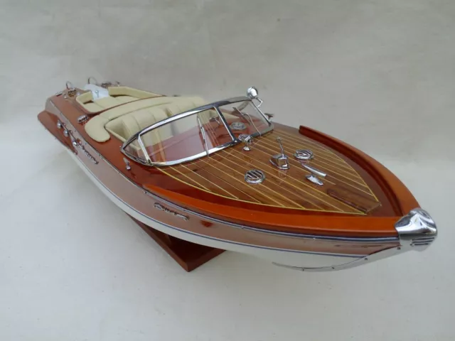 Riva Aquarama 20" Cream Wood Model Boat L50 Handmade Italian Speed Boat