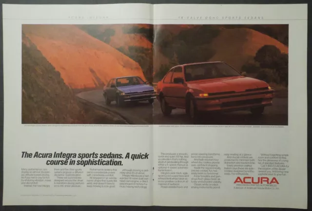 1986 Honda Motor Co. ACCURA INTEGRA Sports Sedans 3 Page Magazine Ad