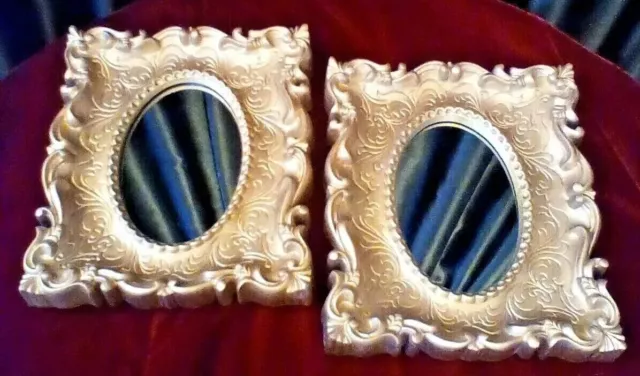 Vintage Gold Framed Mirrors Set Of 2 Wall Mcm Hollywood Regency Decor
