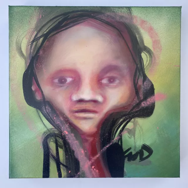 Original Art “m.ai" Outsider Urban Surreal Trippy Portrait Oil Modern Lowbrow