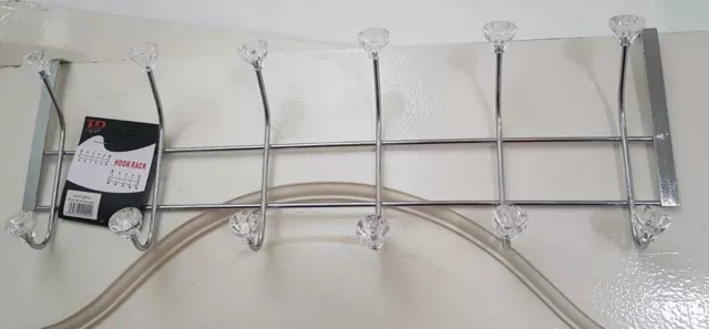 Color Over Door DOUBLE HOOK Rack Robe Chrome Crystal Towel Coat UK Hanger Quartz 3