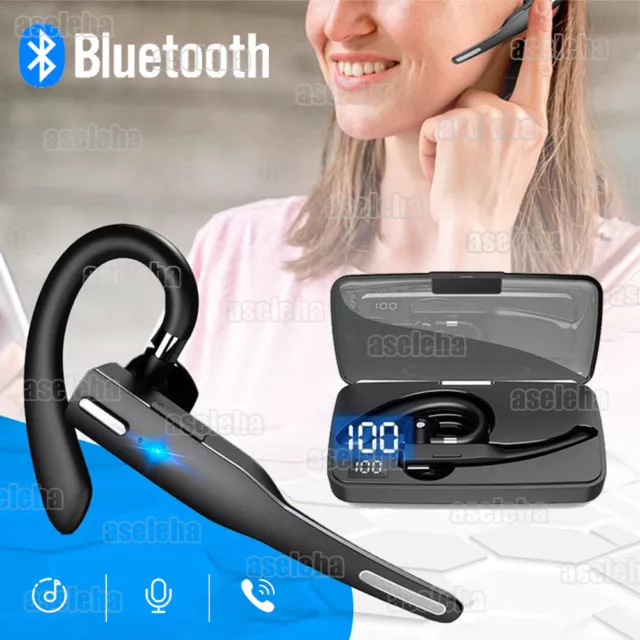 Bluetooth Headset Wireless Freisprech Kopfhörer mit Mikrofon für iPhone Samsung