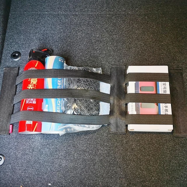 Organizzatore bagagliaio auto regolabile cinghie fisse elastiche nastri portacinture (S)