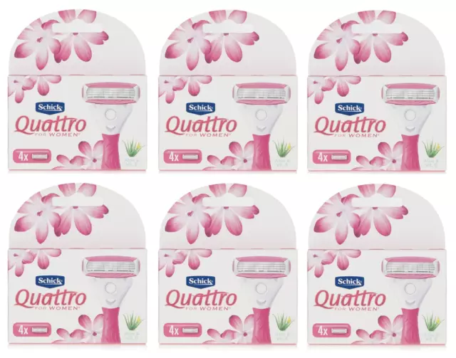 Recarga de hoja de afeitar Schick Quattro para mujer aloe y vitamina E - 24 cartuchos