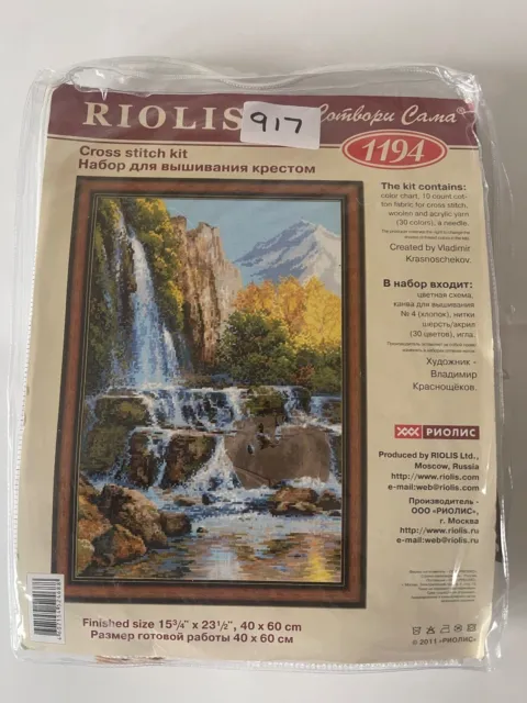 Riolis  Cross Stitch Kit 1194  Landscape With Waterfall #917