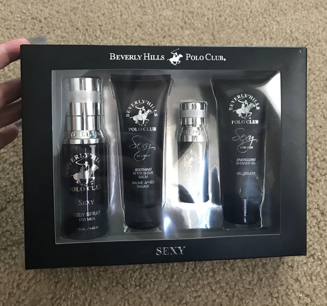 Beverly Hills Polo Club SEXY 4 Pc Men's Gift Set Cologne Shower Gel Shave NIB