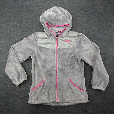 The North Face Girl's Size XL (18) Gray Hooded Full Zip Fleece Jacket