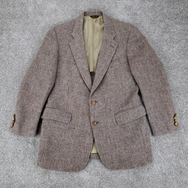 Vintage Harris Tweed Wool Blazer Mens 42 R Brown Sport Coat