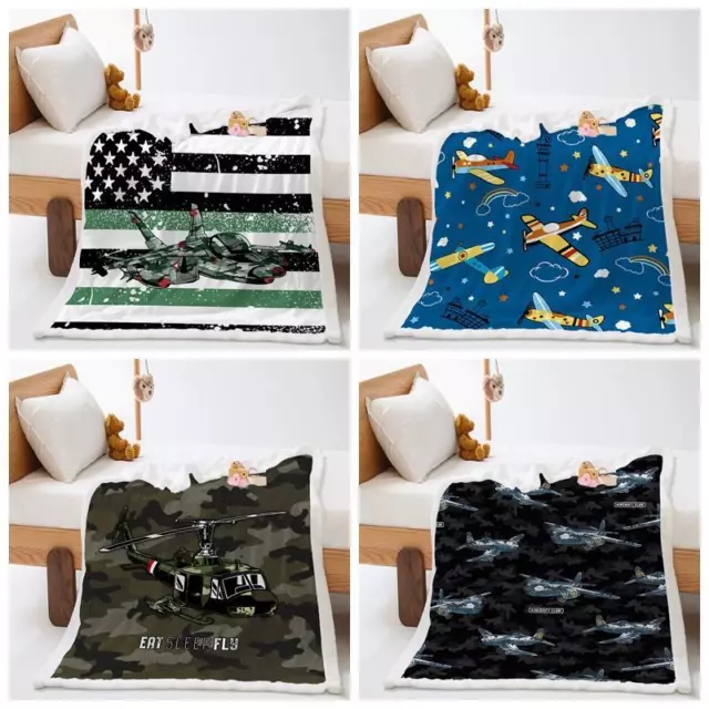 Airplane Blanket Flannel Soft Throw Sofa Quilt Bed Office Lunch Break All Size