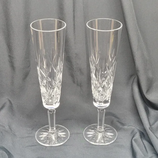 Pair Tiffany & Co. Sybil Crystal Champagne Flutes w/ Box Retired model