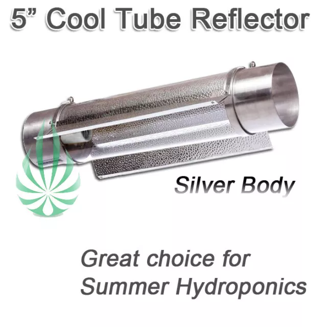 2x  5"/125mm Silve Cooltube Reflector Hydroponics Light For HPS/MH Lamp Fan Cool