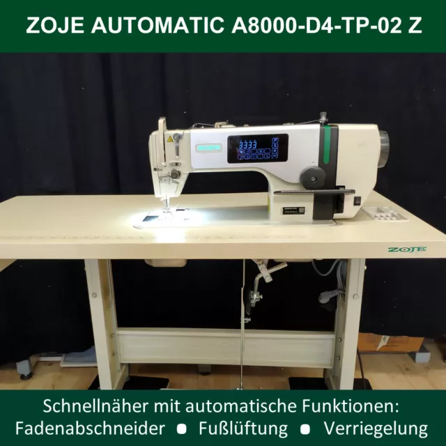 NEUE Industrienähmaschine Zoje A8000 Vollautomatik mit Fadenabschneider + Gratis