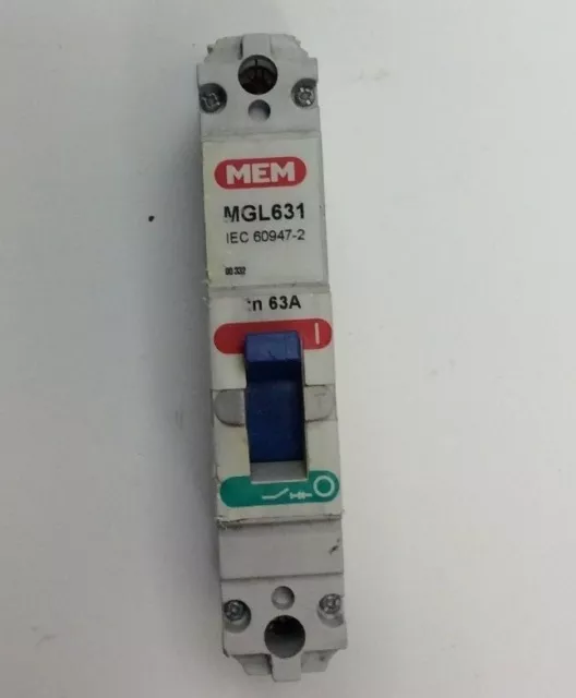 MEM EATON MCCB 63a 1 POLE G FRAME MEMSHIELD 1 MCCB MGL631 (MEM55)