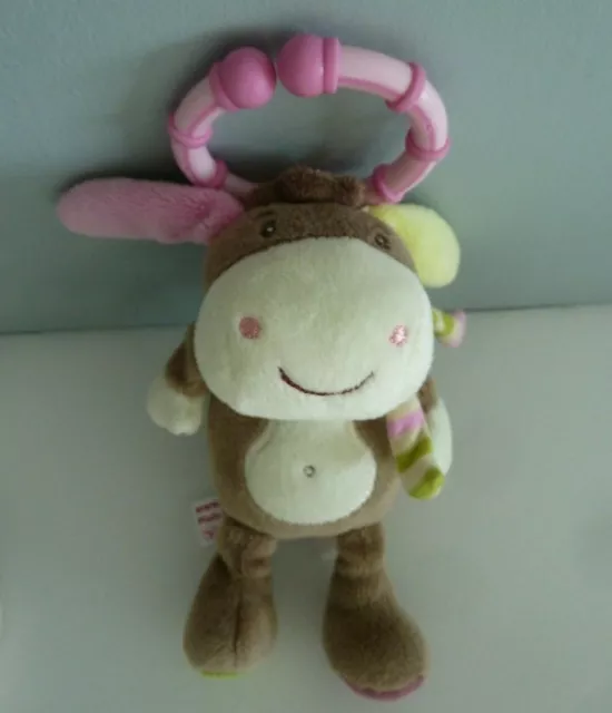 76. Doudou Peluche Tigex Cheval Ane  Marron Blanc Vert Rose Violet Vibrant Neuf*