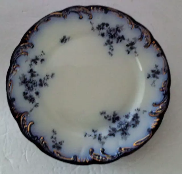 Antique Ridgways England CHISWICK Flow Blue & Gold 7.75" Salad Plate Circa 1897