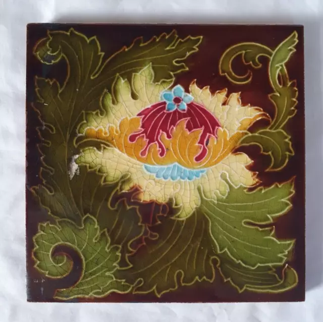 Gorgeous Minton Successionist Art Nouveau 6 Inch Antique Tile