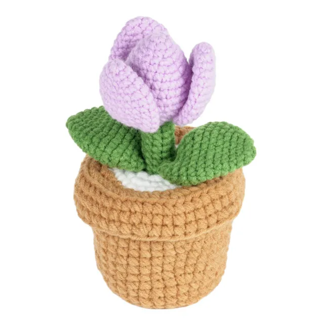 T0# Potted Flowers Crochet Kit with Video Tutorials Delicate DIY Knitting Suppli