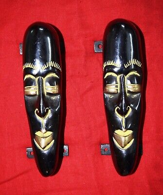 Tribal Mask Pair Door Handle Brass Hand Polished Almirah Home Pulls Handle OP32