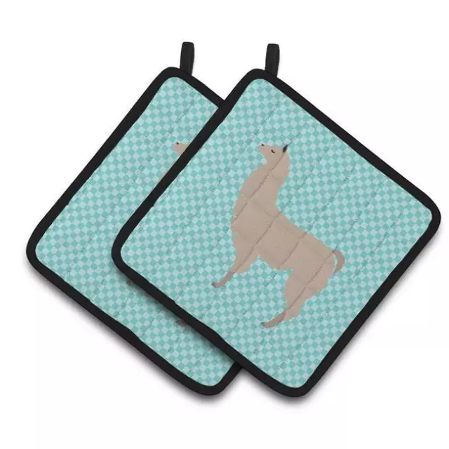 Carolines Treasures BB8090PTHD Llama Blue Check Pair of Pot Holders